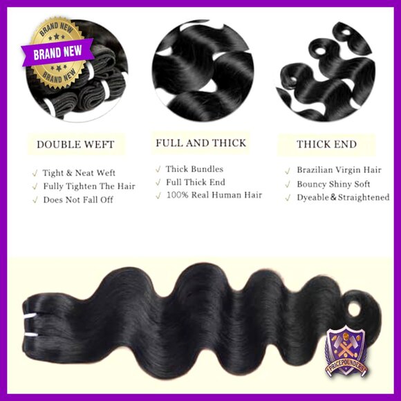 Body Wave Human Hair Extensions 4 Bundles 20-26 Inch Brazilian Virgin Hair main image 4